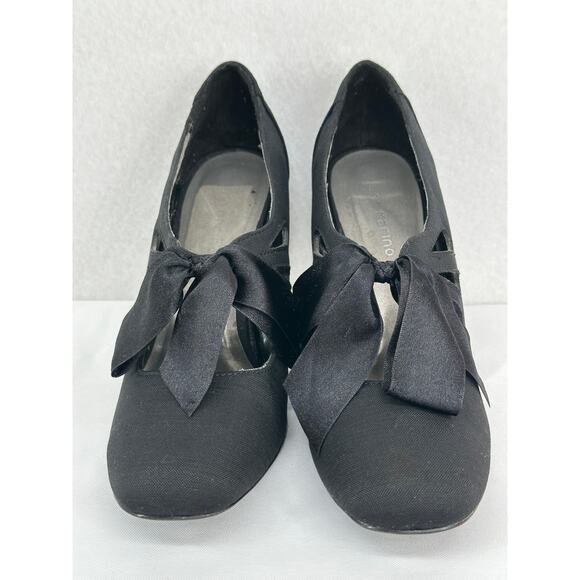 Ann Marino Fabric Heels With Bow Accent 9 1/2 - Picture 4 of 8